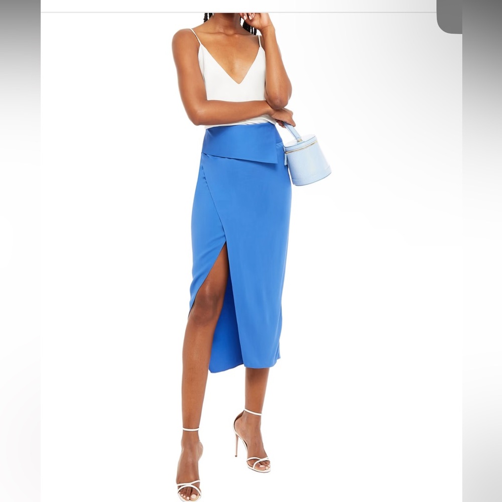 NWT Michelle Mason Wrap-effect satin-crepe midi skirt in Periwinkle - size 4